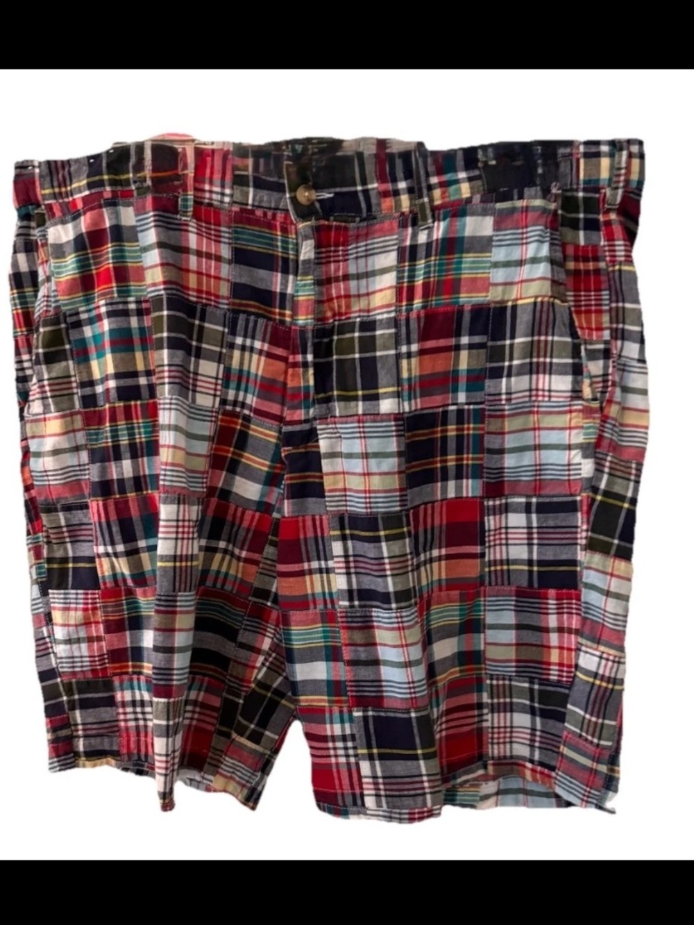 Castaway Nantucket Island Shorts Mens 38 Madras Patchwork  Beach Plaid Preppy 9”
